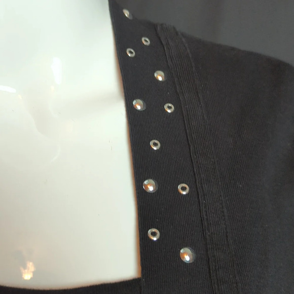 Rafaella sz Large Jet Black Cardigan / Tank Top With Silver Studded Embelishment - Picture 6 of 8